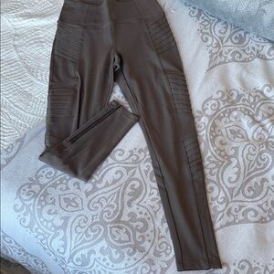 Athleta Brown High-Waist Moto-Style Leggings